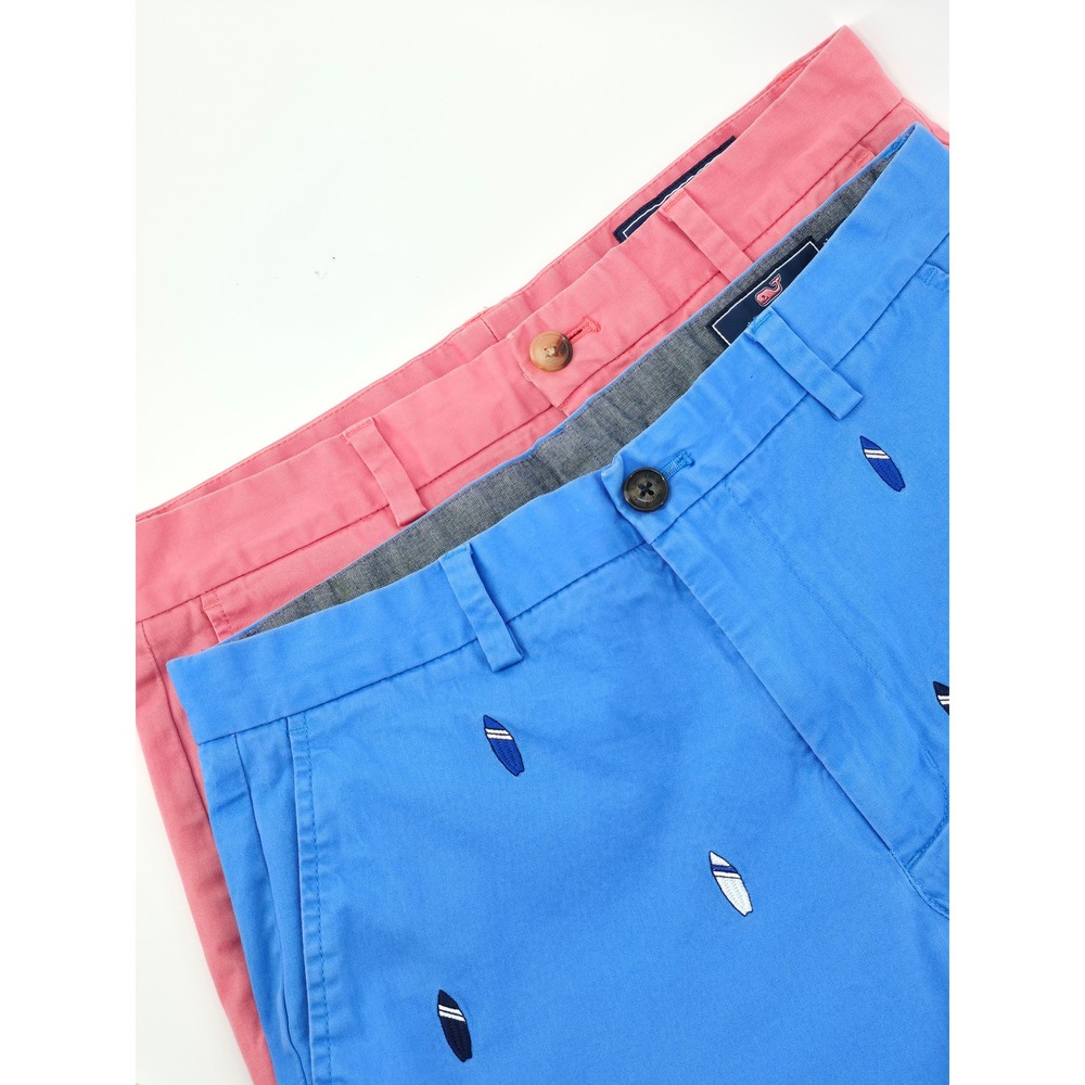 Vineyard Vines Mens Breaker Shorts Lot of 2 Blue Surfboard Salmon Pink Size 30